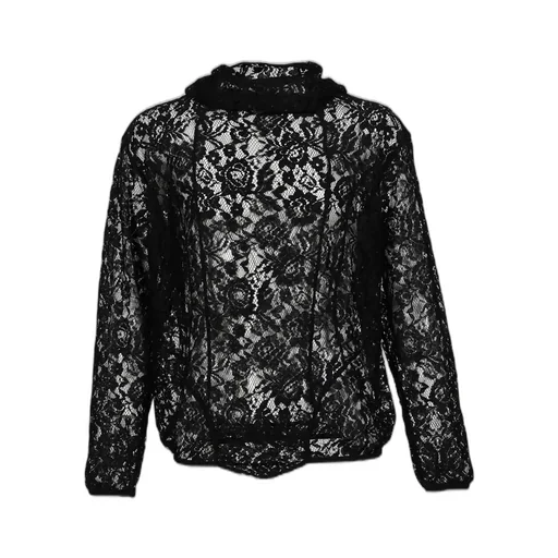 Draped Lace Hoodie / Black