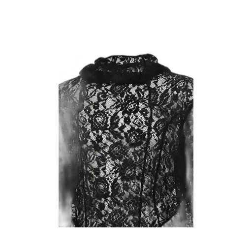Draped Lace Hoodie / Black