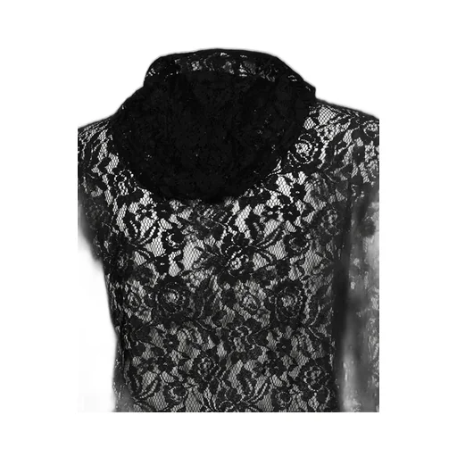 Draped Lace Hoodie / Black