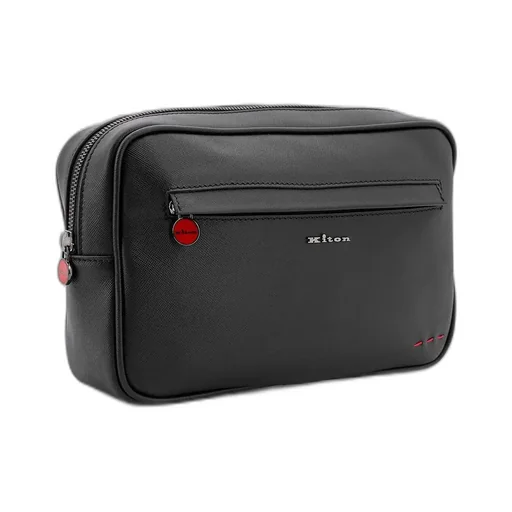 Kiton Logo Plaque Zip-Around Clutch Bag