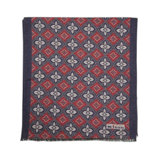 Kiton Floral-Pattern Fringed Scarf