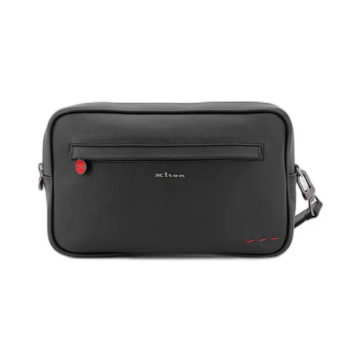 Kiton Logo Plaque Zip-Around Clutch Bag