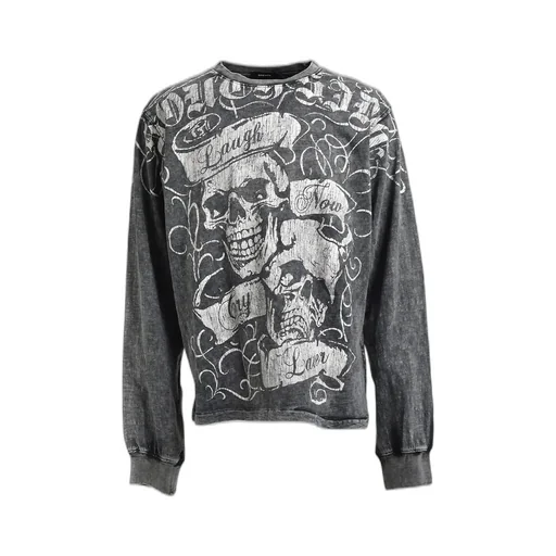 Skull Wash Ls Tee / Black