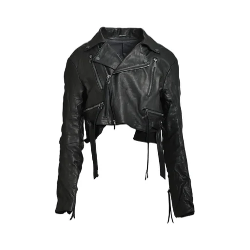 Horse Leather Cropped W Riders Jacket / Blk