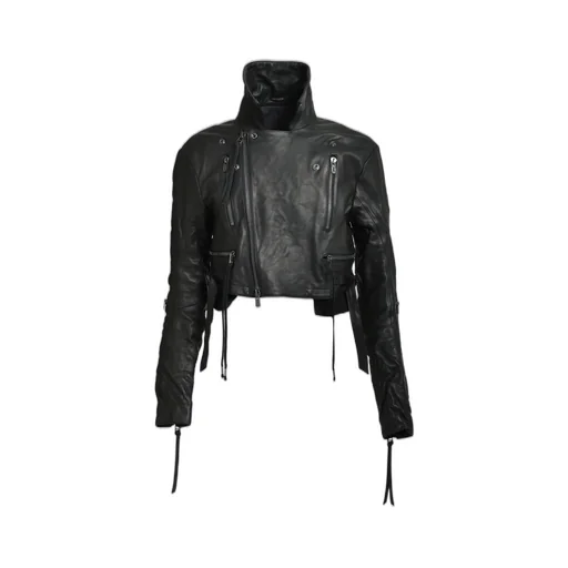 Horse Leather Cropped W Riders Jacket / Blk