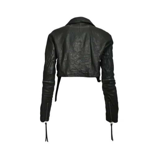Horse Leather Cropped W Riders Jacket / Blk