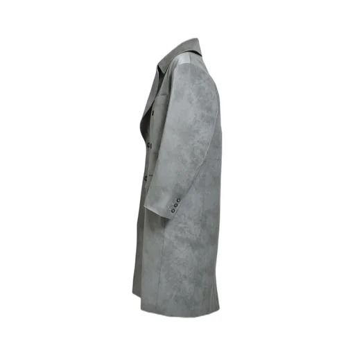 Faux Leather Double Breasted Coat / Gry