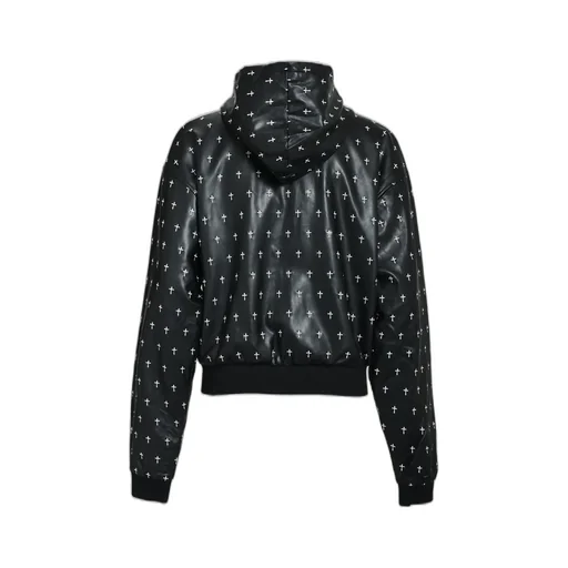 Allover Cross Zip-Up Hoodie / Blk