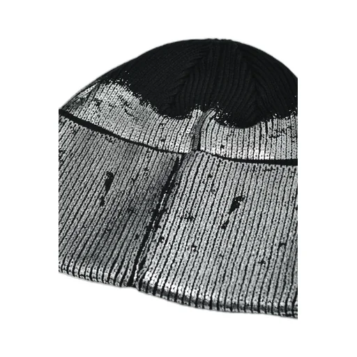 Foil Print Knit Cap / Black
