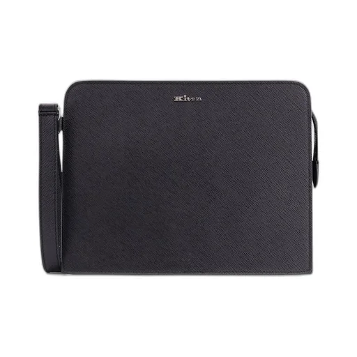 Kiton Logo Plaque Zipped Clutch Bag