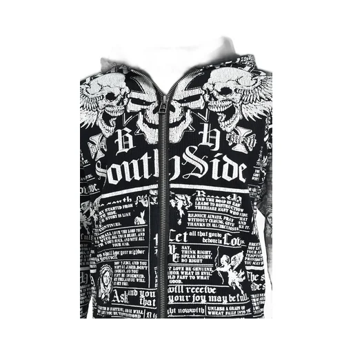 Skull Wash Waffle Zip Up Hoode / Blk