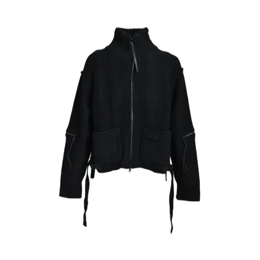 Damage Stripe Knit Cropped Jacket / Blk
