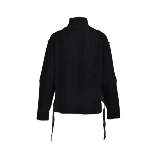 Damage Stripe Knit Cropped Jacket / Blk