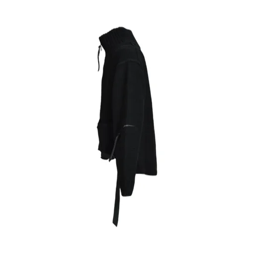Damage Stripe Knit Cropped Jacket / Blk