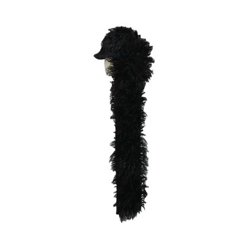 Hairy Fur Scarf Cap / Black