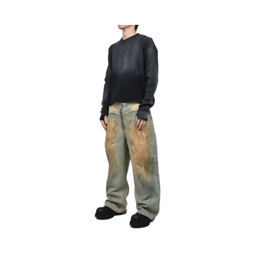 Front Zip Baggy Denim V2 / Dirty Washed Blu