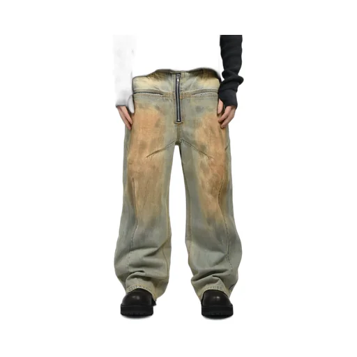 Front Zip Baggy Denim V2 / Dirty Washed Blu