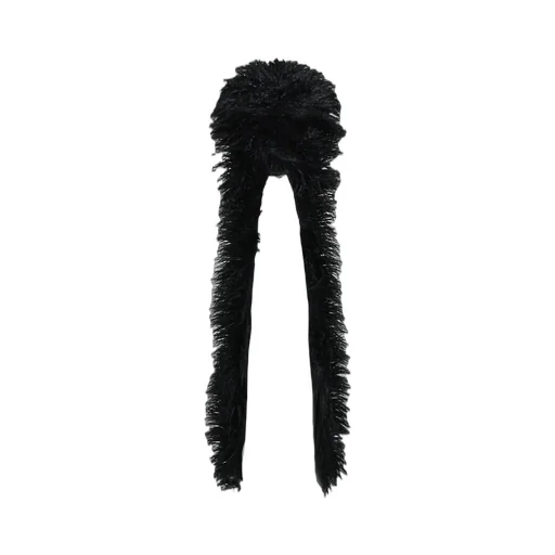 Hairy Fur Scarf Cap / Black