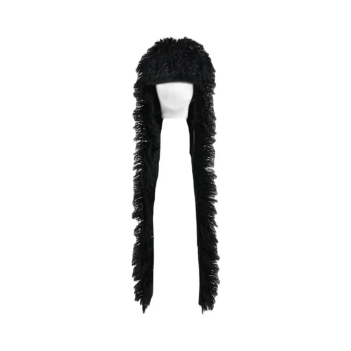 Hairy Fur Scarf Cap / Black