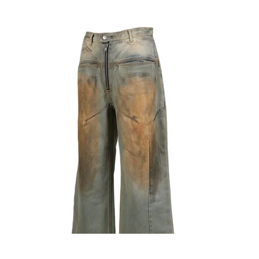 Front Zip Baggy Denim V2 / Dirty Washed Blu