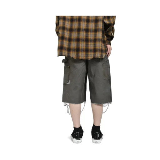 Boro Duck Painter Wide Bermuda Pants / Gry