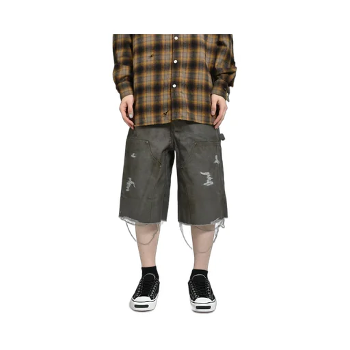 Boro Duck Painter Wide Bermuda Pants / Gry