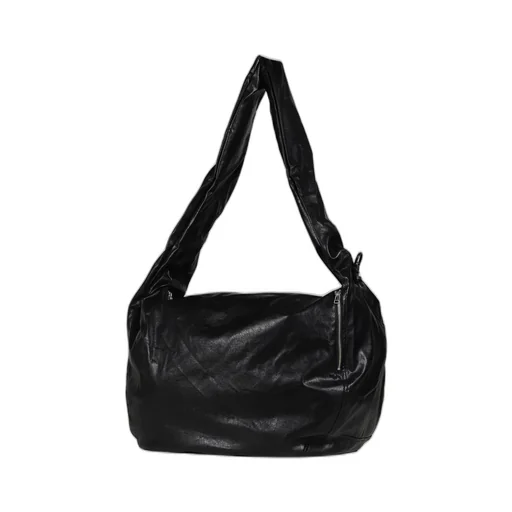 Faux Leather Wave Bag / Black