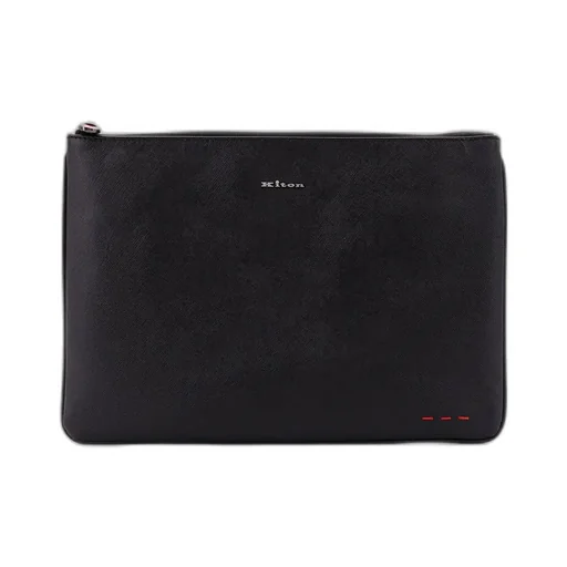 Kiton Logo Plaque Zipped Clutch Bag