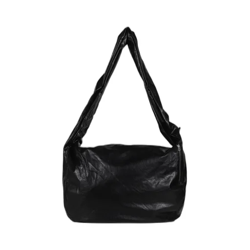 Faux Leather Wave Bag / Black