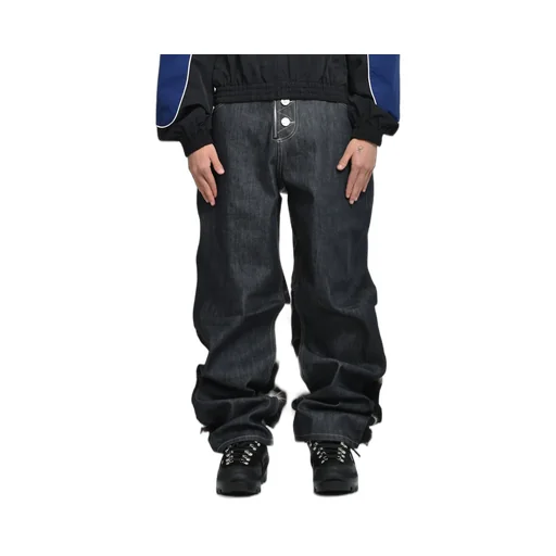 Paneled Hybrid Denim Pants / Pony Hair