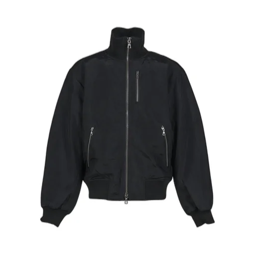 High Collar Raw Edge Millitary Bomber / Blk