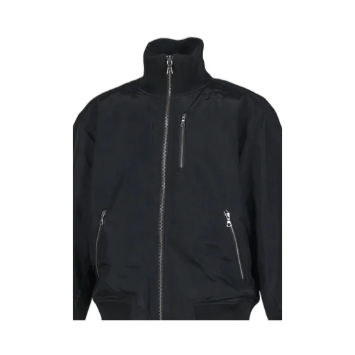 High Collar Raw Edge Millitary Bomber / Blk
