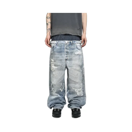 Trompeloeil Layered Pants / Blu