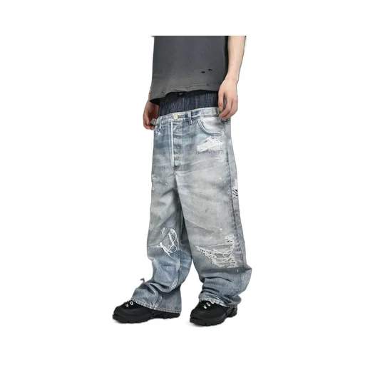 Trompeloeil Layered Pants / Blu