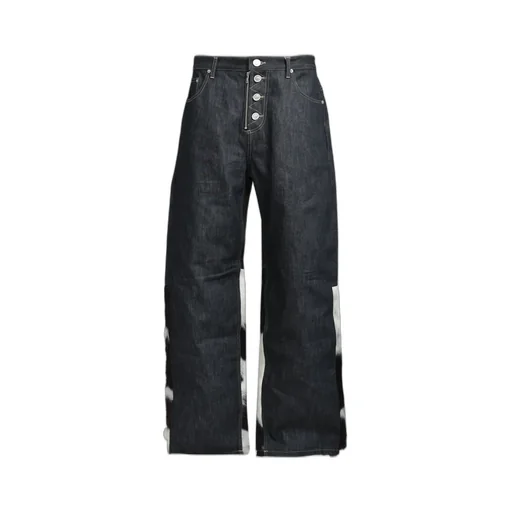 Paneled Hybrid Denim Pants / Pony Hair