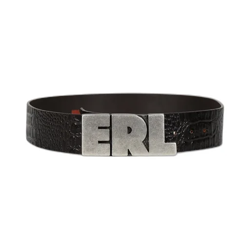 Erl Logo Croco Effect Leather Belt / Brw