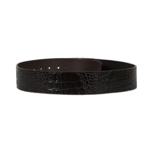 Erl Logo Croco Effect Leather Belt / Brw