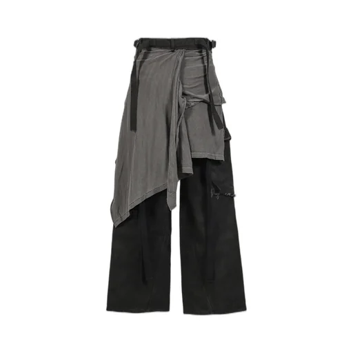 Slash Seam Twist Cargo Jeans With Wrapped / Aged Blk