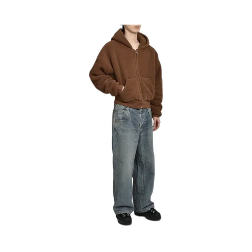 Terry Fleece Zipped Hoodie Knit / Brw