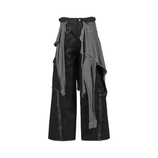 Slash Seam Twist Cargo Jeans With Wrapped / Aged Blk