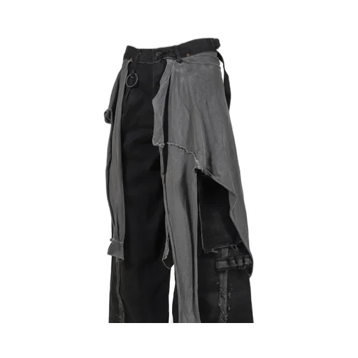 Slash Seam Twist Cargo Jeans With Wrapped / Aged Blk