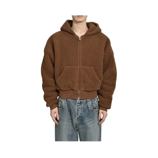 Terry Fleece Zipped Hoodie Knit / Brw
