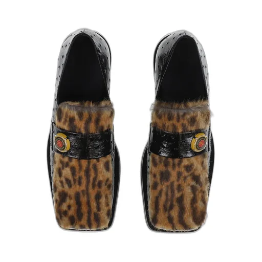 Champagne Cap Square Toe Loafer / Blk
