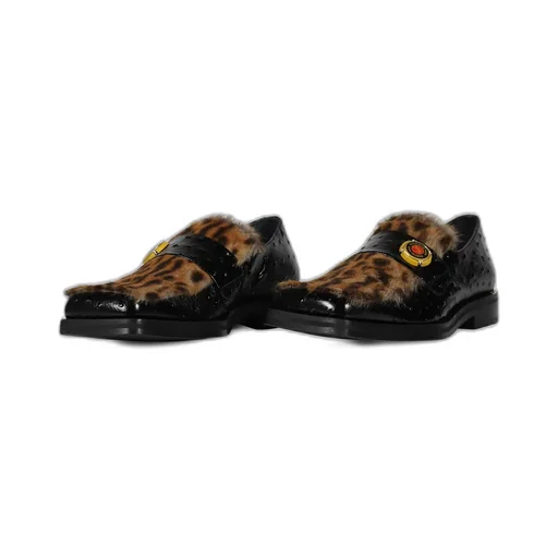 Champagne Cap Square Toe Loafer / Blk