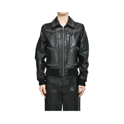 Crystal Leather Western Jacket / Blk