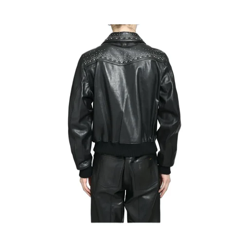 Crystal Leather Western Jacket / Blk