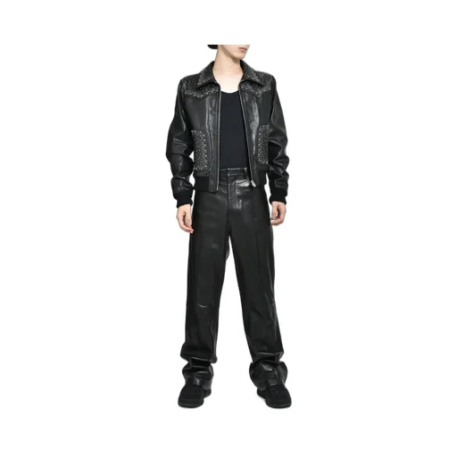 Crystal Leather Western Jacket / Blk