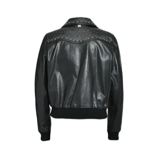 Crystal Leather Western Jacket / Blk