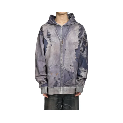 Trompe L'oeil Print Zip Hoodie / Nvy