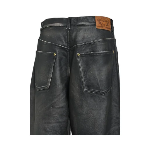 Distressed Leather Bermuda Shorts / Blk